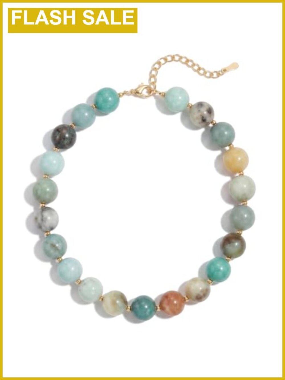 Chunky Beaded Choker Necklace Natural Amazonite Boho Statement Women